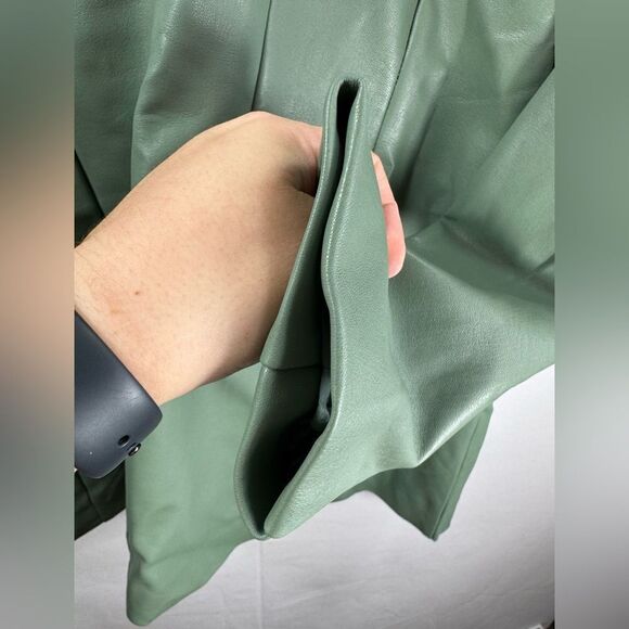 ELOQII Green Single Button Faux Leather Blazer Size 14 - Picture 10 of 11